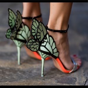 Sophia Webster Black and Green Butterfly Heels